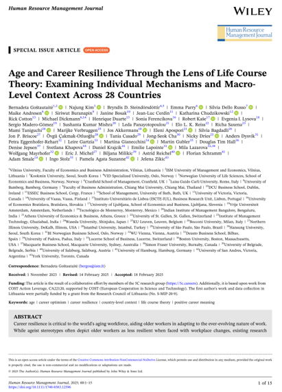 Article "Age and Career Resilience" 2025